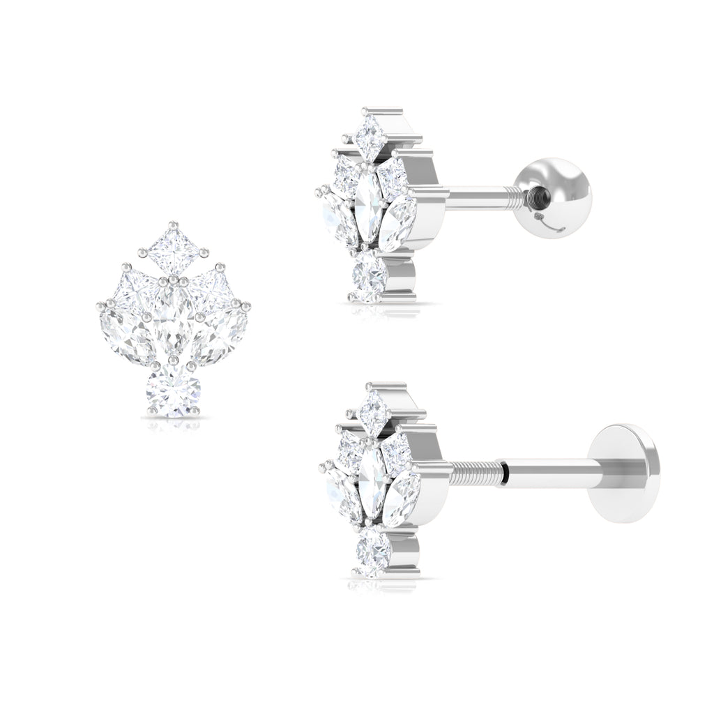 1/4 CT Diamond Cluster Earring for Upper Lobe Piercing Diamond - ( HI-SI ) - Color and Clarity - Rosec Jewels