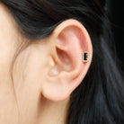 Simple Baguette Black Onyx Helix Earring in Bezel Setting Black Onyx - ( AAA ) - Quality - Rosec Jewels
