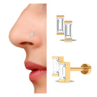Baguette Moissanite 2 Stone Dainty Nose Stud Moissanite - ( D-VS1 ) - Color and Clarity - Rosec Jewels