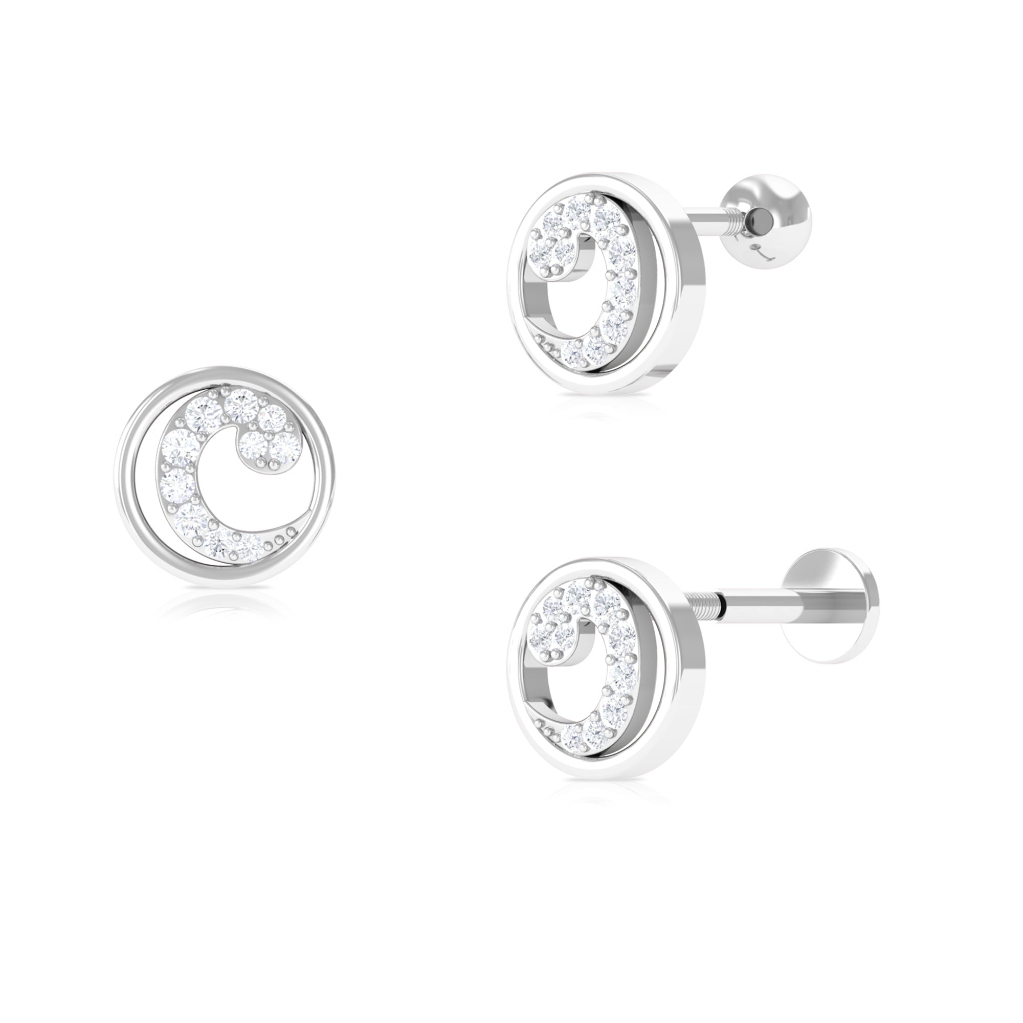Real Diamond Circle Earring for Cartilage Piercing Diamond - ( HI-SI ) - Color and Clarity - Rosec Jewels