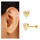 Unique Moissanite Gold Heart Cartilage Earring Moissanite - ( D-VS1 ) - Color and Clarity - Rosec Jewels