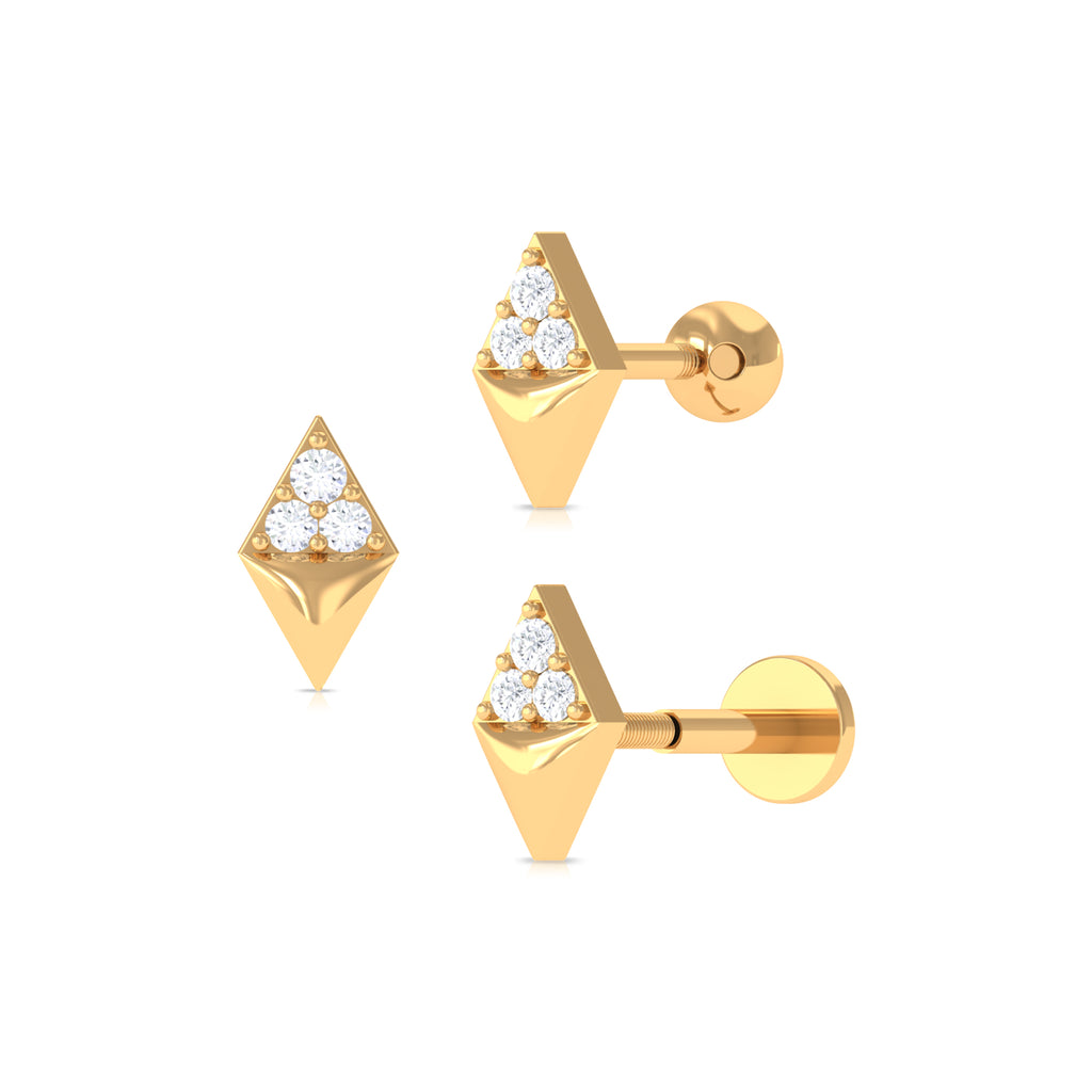 Natural Diamond Geometric Tragus Earring in Gold Diamond - ( HI-SI ) - Color and Clarity - Rosec Jewels
