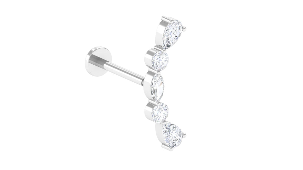 Certified Moissanite Curved Crawler Earring for Helix Piercing Moissanite - ( D-VS1 ) - Color and Clarity - Rosec Jewels