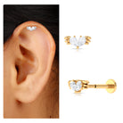 Pear Moissanite Gold Wing Earing for Conch Piercing Moissanite - ( D-VS1 ) - Color and Clarity - Rosec Jewels