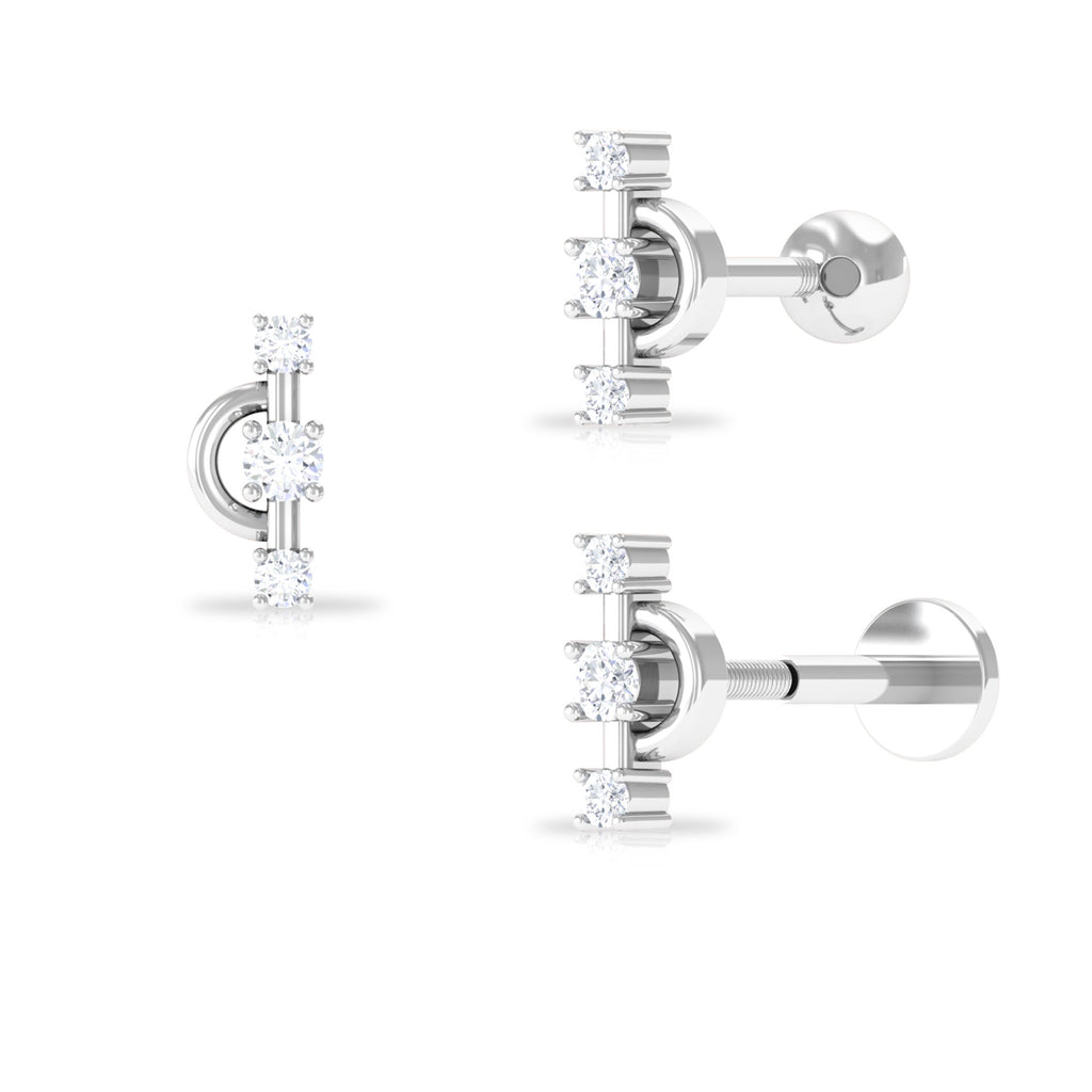 Natural Diamond Unique Tragus Earring in Gold Diamond - ( HI-SI ) - Color and Clarity - Rosec Jewels