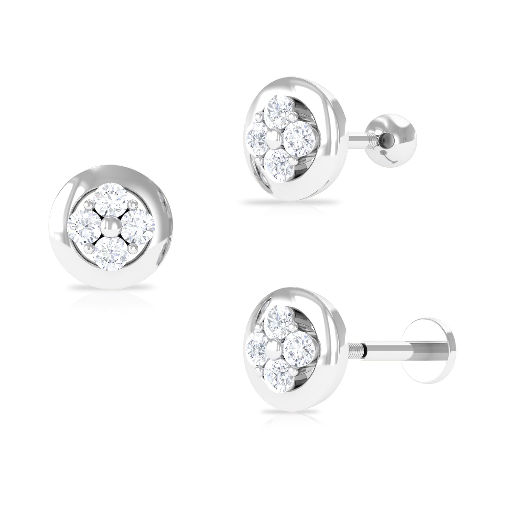 Moissanite Circle Second Hole Earring in Gold Moissanite - ( D-VS1 ) - Color and Clarity - Rosec Jewels