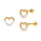 Marquise Moissanite Heart Cartilage Earring with Gold Beads Moissanite - ( D-VS1 ) - Color and Clarity - Rosec Jewels