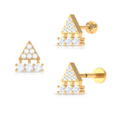 Vintage Inspired Moissanite Triangle Cartilage Earring Moissanite - ( D-VS1 ) - Color and Clarity - Rosec Jewels