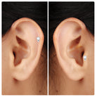 Minimalist Moissanite Gold Beaded Helix Earring in Bezel Setting Moissanite - ( D-VS1 ) - Color and Clarity - Rosec Jewels