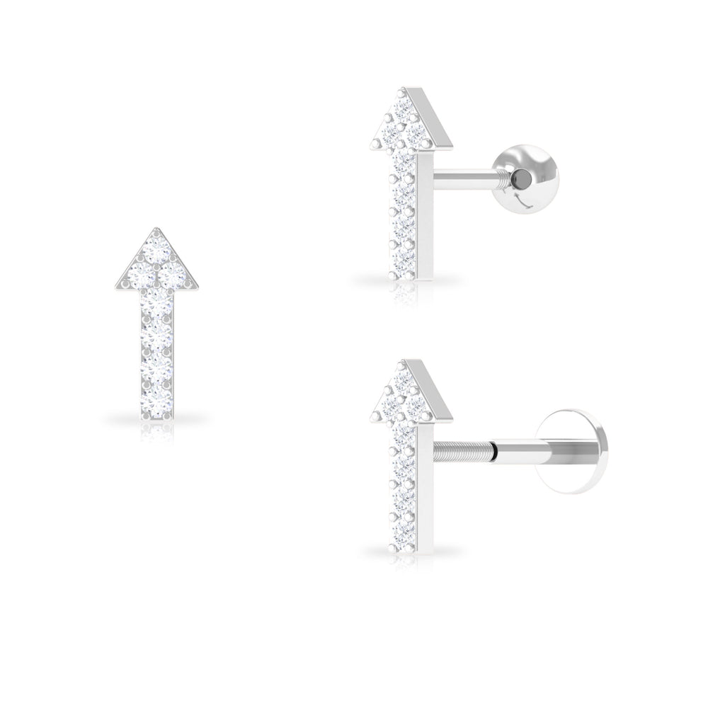 Minimal Diamond Arrow Forward Helix Earring in Gold Diamond - ( HI-SI ) - Color and Clarity - Rosec Jewels