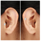 Vintage Inspired Round Moissanite Tragus Earring Moissanite - ( D-VS1 ) - Color and Clarity - Rosec Jewels