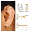 Simple Moissanite Sunburst Cartilage Earring in Gold Moissanite - ( D-VS1 ) - Color and Clarity - Rosec Jewels