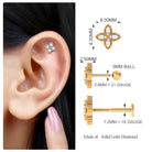 Moissanite Flower Cartilage Earring with Beaded Gold Moissanite - ( D-VS1 ) - Color and Clarity - Rosec Jewels