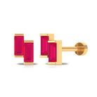 Baguette Ruby Two Stone Nose Pin Ruby - ( AAA ) - Quality - Rosec Jewels