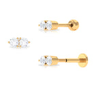 Minimalist Moissanite 2 Stone Earring for Tragus Piercing Moissanite - ( D-VS1 ) - Color and Clarity - Rosec Jewels