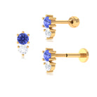 Tanzanite and Moissanite Two Stone Earring for Conch Tanzanite - ( AAA ) - Quality - Rosec Jewels