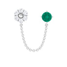 Green Emerald and Moissanite Floral Cartilage Chain Earring Emerald - ( AAA ) - Quality - Rosec Jewels