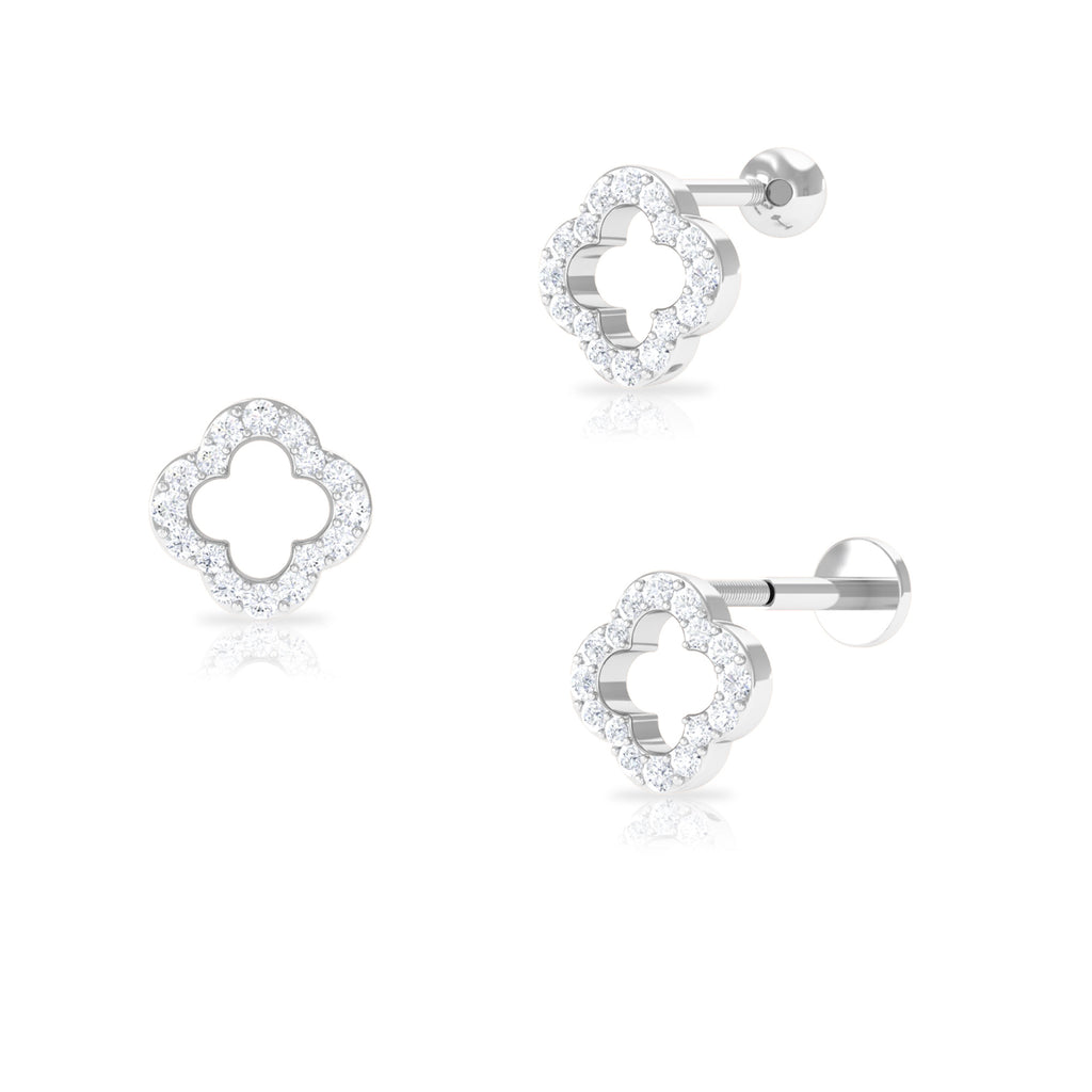 Dainty Moissanite Unique Flower Earring for Cartilage Piercing Moissanite - ( D-VS1 ) - Color and Clarity - Rosec Jewels