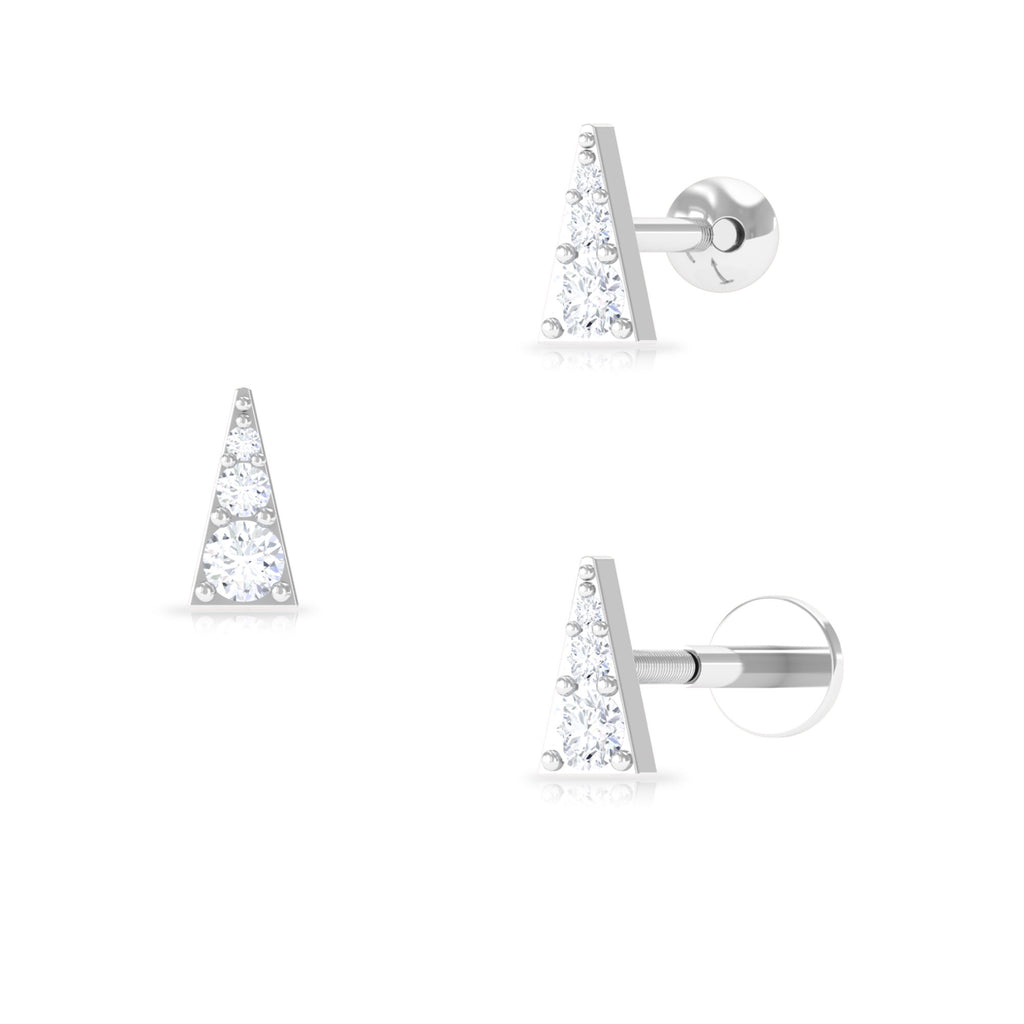 Dainty Diamond Gold Triangle Tragus Earring Diamond - ( HI-SI ) - Color and Clarity - Rosec Jewels