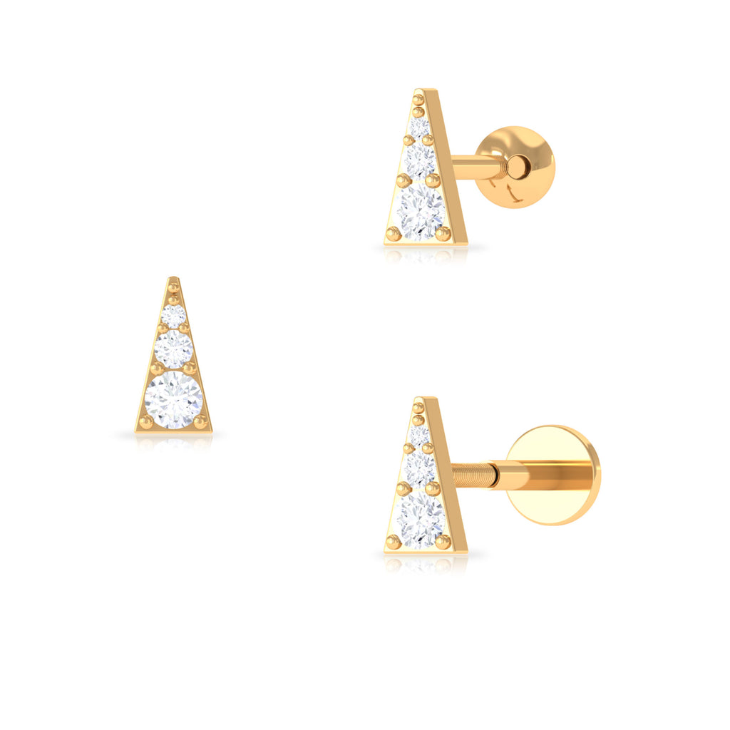 Dainty Diamond Gold Triangle Tragus Earring Diamond - ( HI-SI ) - Color and Clarity - Rosec Jewels