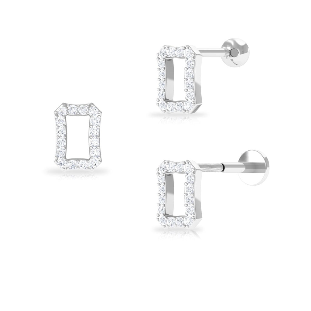 Moissanite Octagon Geometric Earring for Helix Piercing Moissanite - ( D-VS1 ) - Color and Clarity - Rosec Jewels