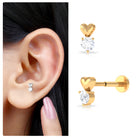 Round Moissanite Heart Tragus Earring in Gold Moissanite - ( D-VS1 ) - Color and Clarity - Rosec Jewels