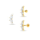 Natural Diamond Crawler Earring for Helix Piercing Diamond - ( HI-SI ) - Color and Clarity - Rosec Jewels