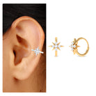 Moissanite Starburst Cartilage Hoop Earring Moissanite - ( D-VS1 ) - Color and Clarity - Rosec Jewels