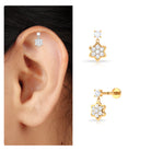 Moissanite Flower Dangly Earring for Helix Piercing Moissanite - ( D-VS1 ) - Color and Clarity - Rosec Jewels