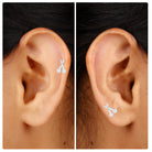 Unique Moissanite Scissor Cartilage Earring in Gold Moissanite - ( D-VS1 ) - Color and Clarity - Rosec Jewels