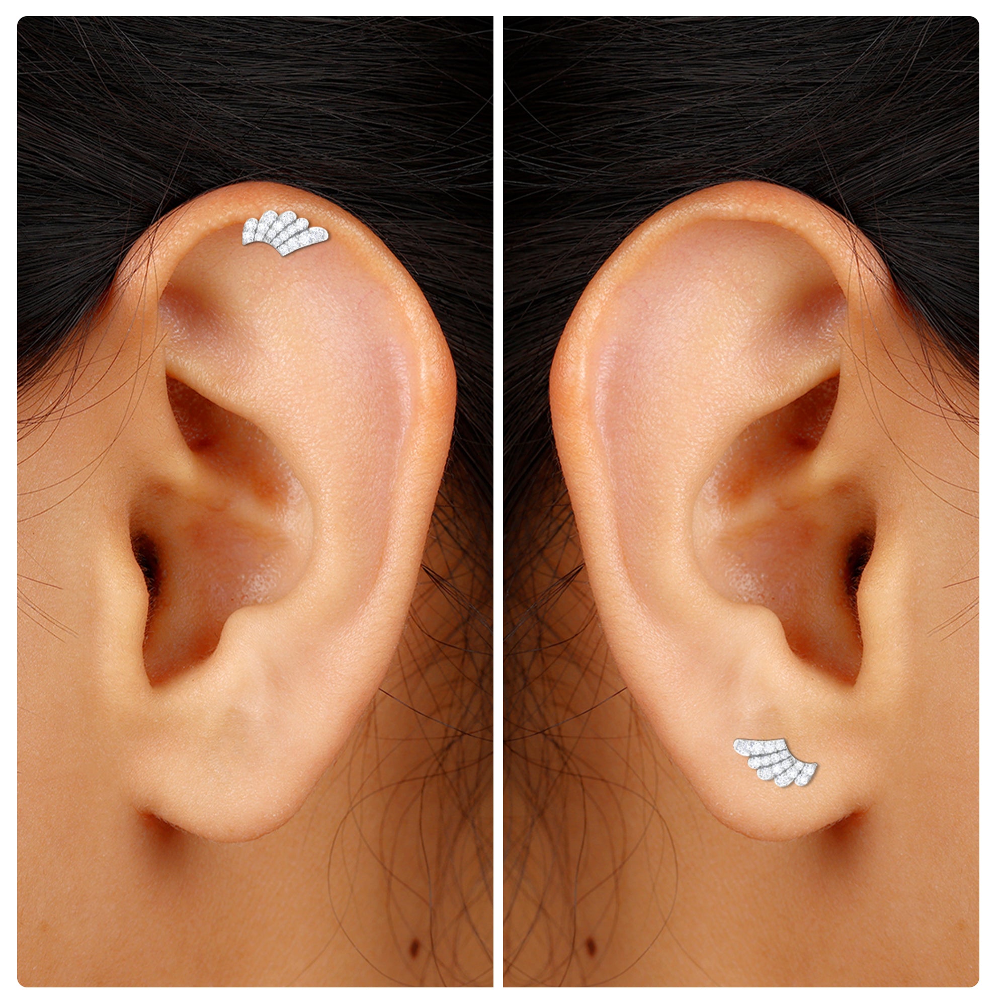 Unique Moissanite Gold Star Upper Lobe Earring Moissanite - ( D-VS1 ) - Color and Clarity - Rosec Jewels