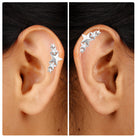 Unique Moissanite Gold Star Ear Crawler Cartilage Earring Moissanite - ( D-VS1 ) - Color and Clarity - Rosec Jewels