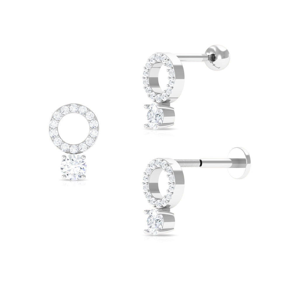 Simple Moissanite Open Circle Cartilage Earring Moissanite - ( D-VS1 ) - Color and Clarity - Rosec Jewels