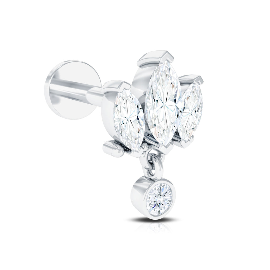 1/4 CT Marquise Moissanite Stud Drop Earring for Helix Piercing Moissanite - ( D-VS1 ) - Color and Clarity - Rosec Jewels