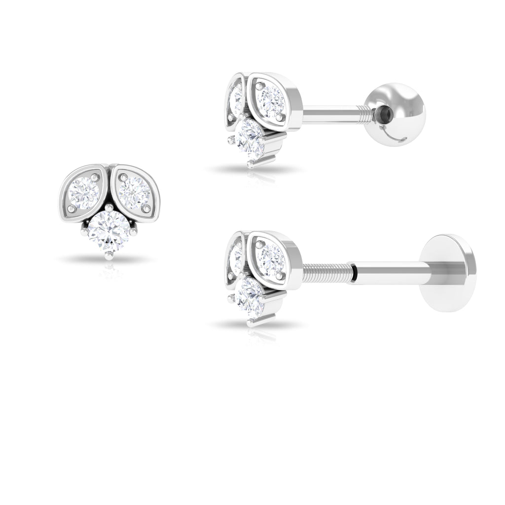 Minimalist Round Diamond Tragus Earring in Gold Diamond - ( HI-SI ) - Color and Clarity - Rosec Jewels