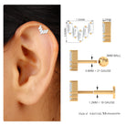 Baguette Moissanite Five Stone Cartilage Earring Moissanite - ( D-VS1 ) - Color and Clarity - Rosec Jewels