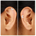 Baguette Moissanite Five Stone Cartilage Earring Moissanite - ( D-VS1 ) - Color and Clarity - Rosec Jewels