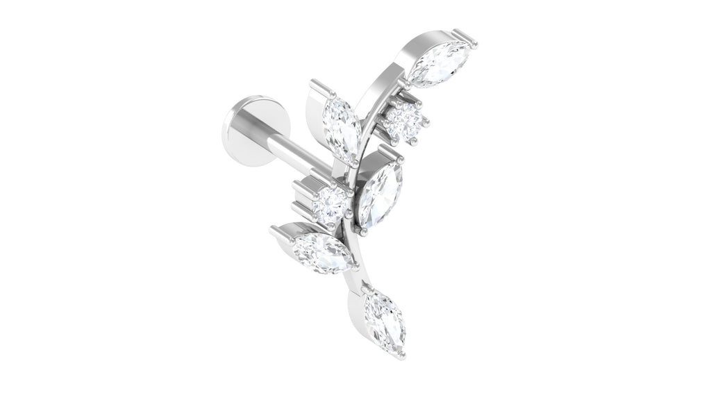 Moissanite Leaf Climber Earring for Helix Piercing Moissanite - ( D-VS1 ) - Color and Clarity - Rosec Jewels