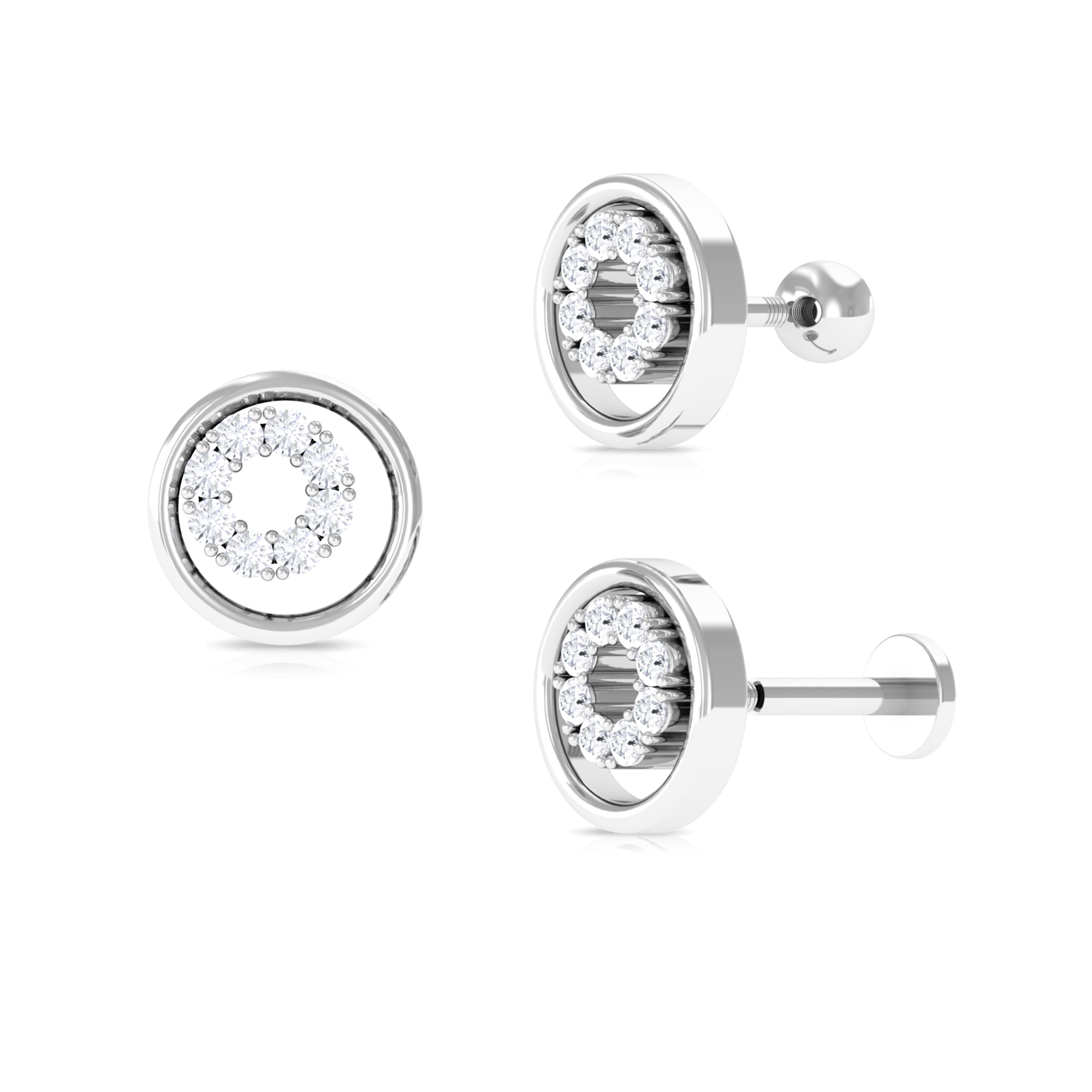 Moissanite Open Circle Earring for Helix Piercing Moissanite - ( D-VS1 ) - Color and Clarity - Rosec Jewels