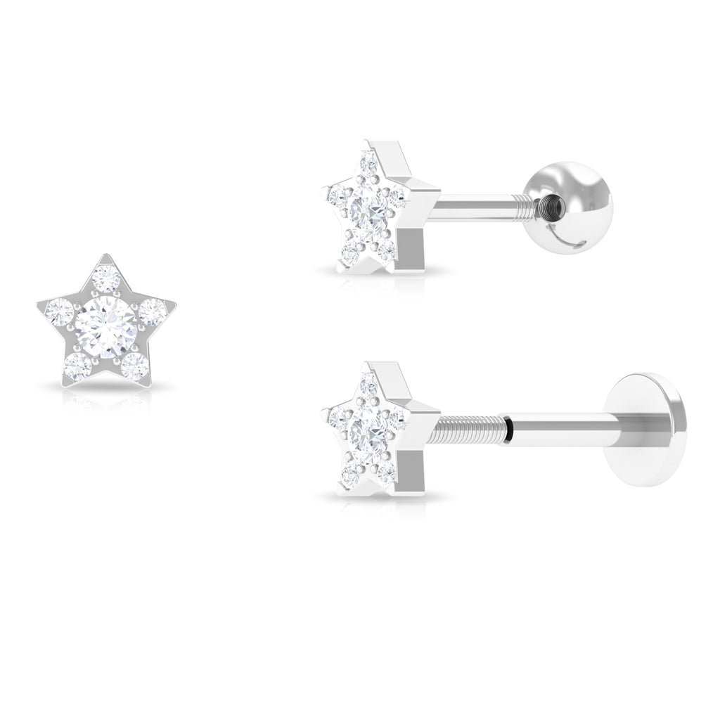 Round Diamond Star Forward Helix Earring Diamond - ( HI-SI ) - Color and Clarity - Rosec Jewels