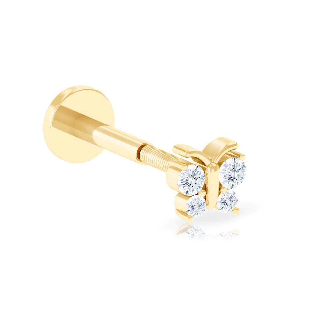 Dainty Diamond Cute Butterfly Earring for Helix Piercing Diamond - ( HI-SI ) - Color and Clarity - Rosec Jewels