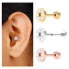 Moissanite Gold Disc Earring for Conch Piercing Moissanite - ( D-VS1 ) - Color and Clarity - Rosec Jewels