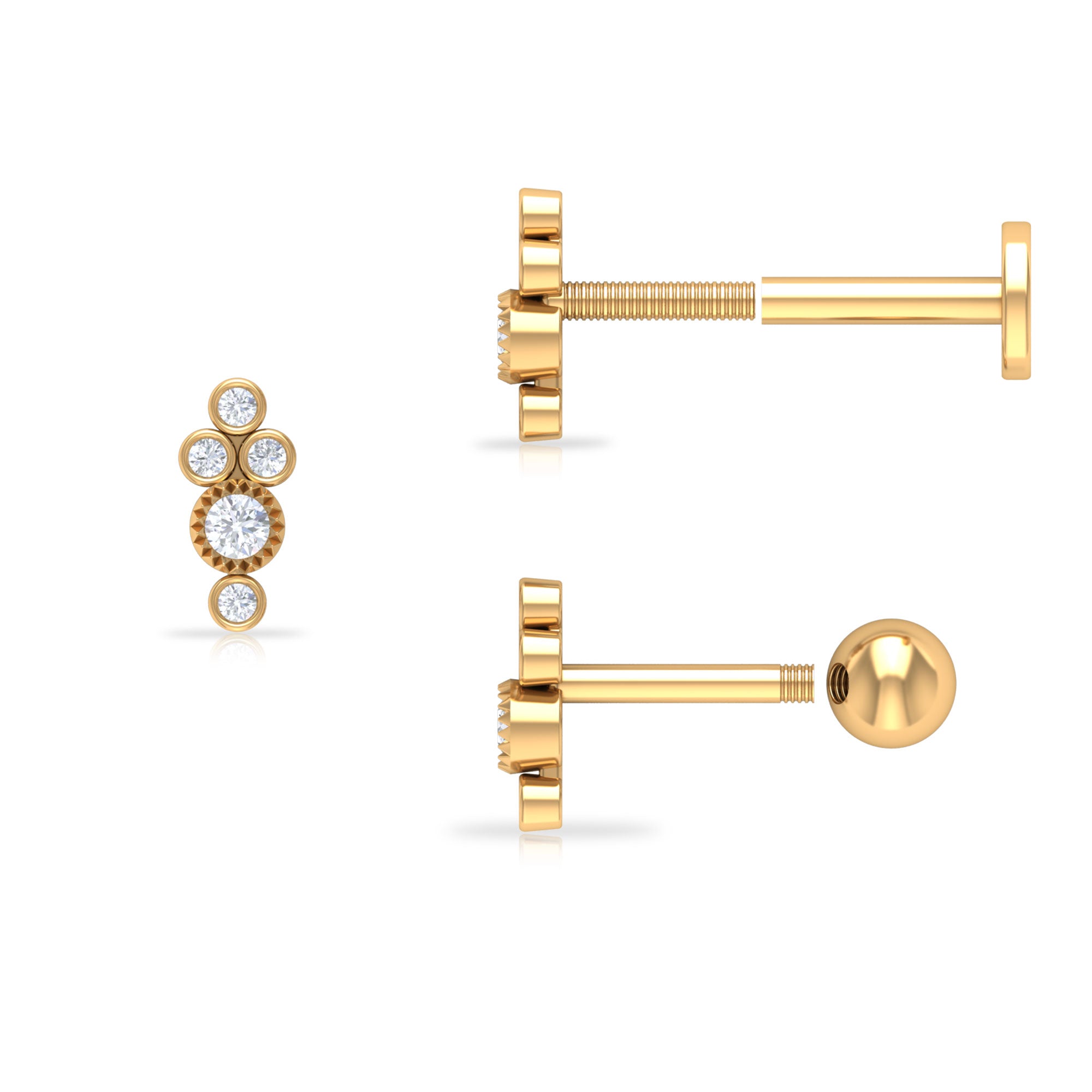 Minimalist Diamond Helix Earring in Bezel Setting Diamond - ( HI-SI ) - Color and Clarity - Rosec Jewels