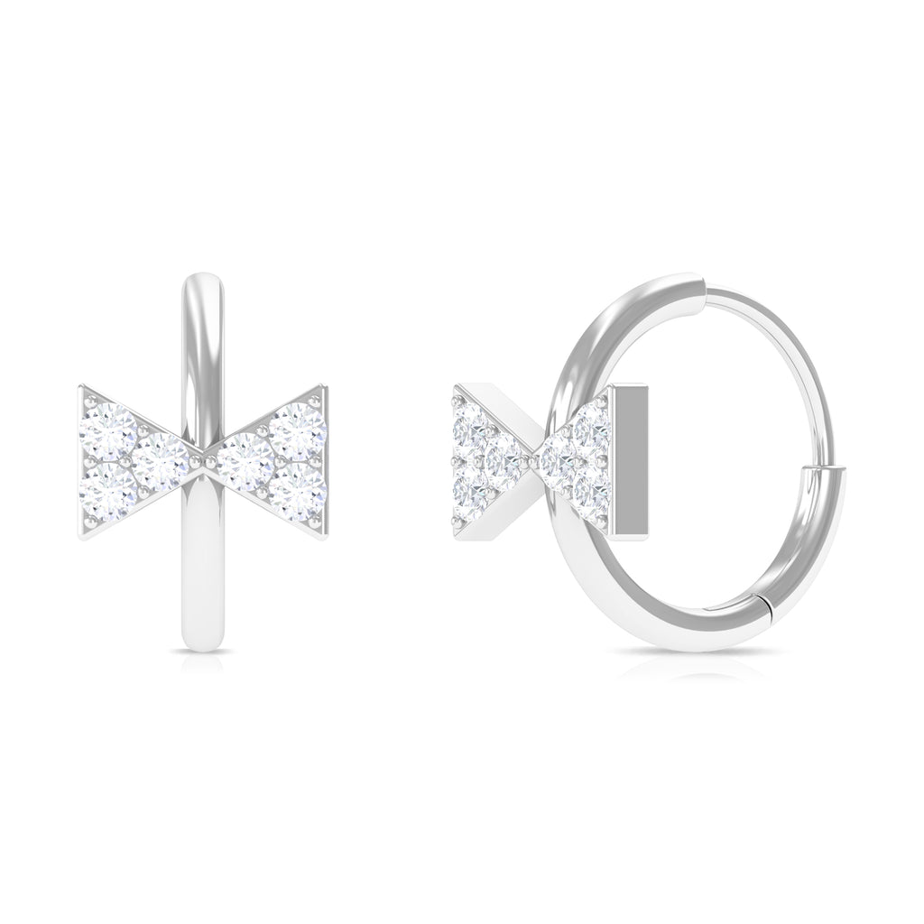 Round Cut Moissanite Bow Cartilage Hoop Earring Moissanite - ( D-VS1 ) - Color and Clarity - Rosec Jewels