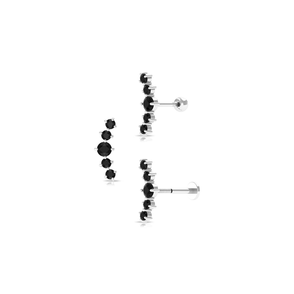 Graduated Style Black Onyx Crawler Earring Black Onyx - ( AAA ) - Quality - Rosec Jewels
