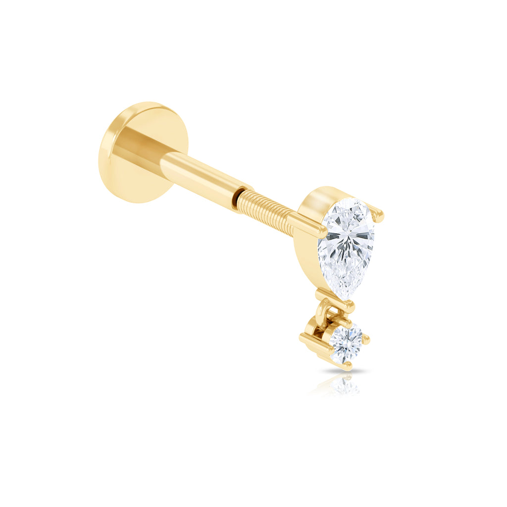 Pear Diamond Drop Earring for Helix Piercing Diamond - ( HI-SI ) - Color and Clarity - Rosec Jewels