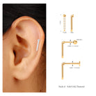 Minimalist Diamond Line Bar Earring for Helix Piercing Diamond - ( HI-SI ) - Color and Clarity - Rosec Jewels