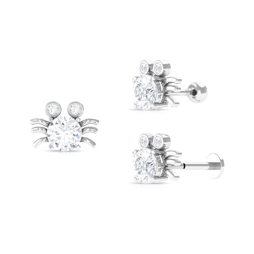 Certified Moissanite Crab Cartilage Earring Moissanite - ( D-VS1 ) - Color and Clarity - Rosec Jewels