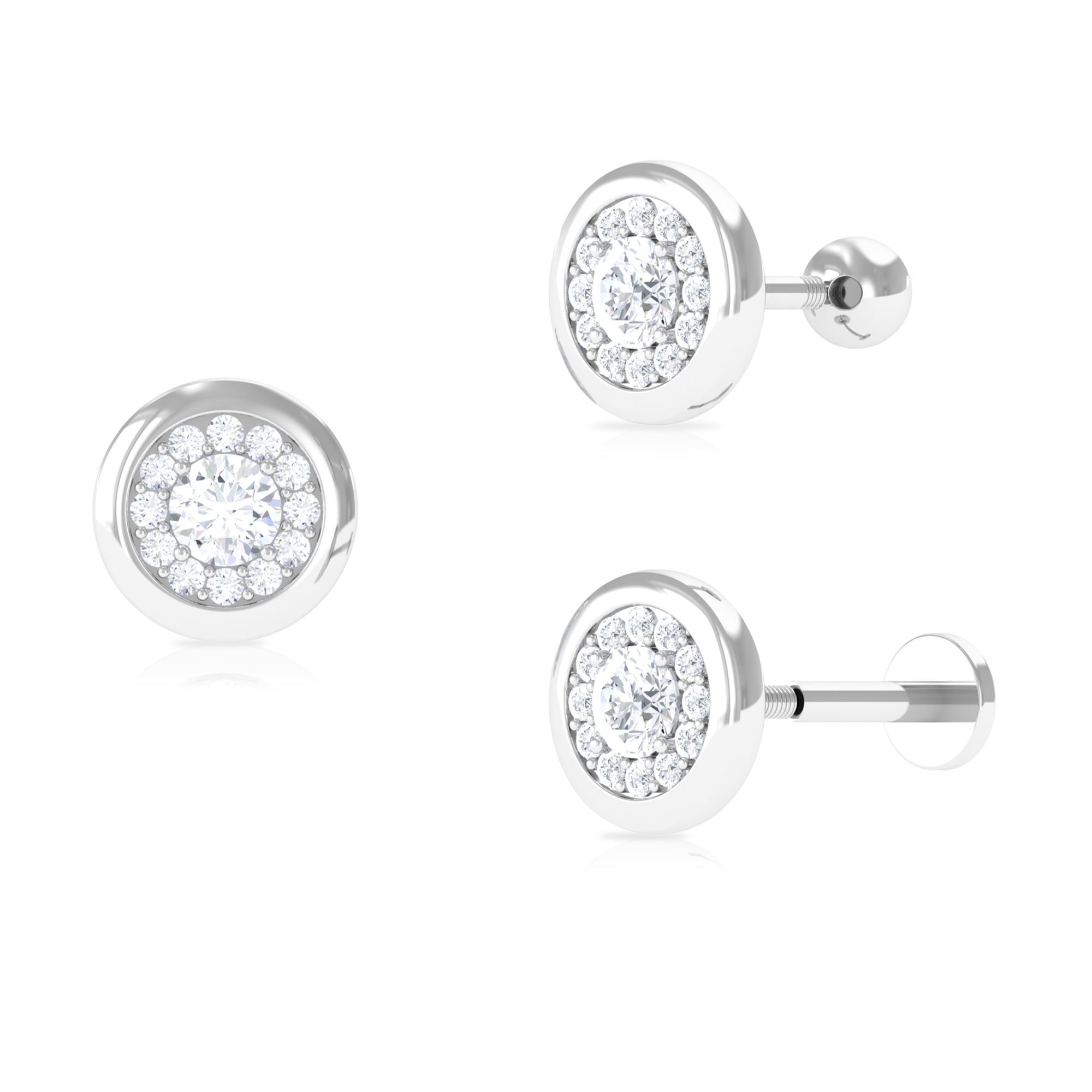 Moissanite Circle Geometric Cartilage Earring Moissanite - ( D-VS1 ) - Color and Clarity - Rosec Jewels