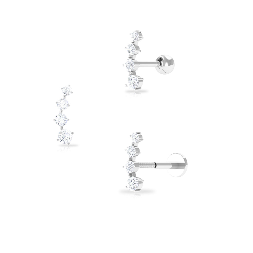 Minimalist Moissanite Crawler Helix Earring in Gold Moissanite - ( D-VS1 ) - Color and Clarity - Rosec Jewels